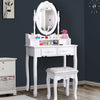 Dressing Table with Drawers, Mirror Stool Set Makeup Desk Vanity Table Bedroom