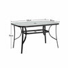 Tempered Glass Top Table Garden Dining Table Outdoor Patio Bistro Umbrella Hole