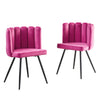Modern Home Dining Chairs Soft Velvet Petal Backrest Dresser Chair Grey / Pink