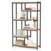 Open Bookshelf Rustic Industrial Style Shelves Wood and Metal Bookcase Furniture