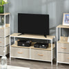 TV Cabinet, TV Console Unit W/ Foldable Linen Drawers, TV Stand for Living Room