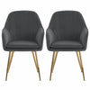2Pcs Velvet Fabric Dining Chairs Accent Tub Chair Armchair Petal Back Gold Legs