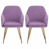 2PCS Soft Velvet Tub Upholstered Accent Chair Dining Chair Metal Legs Kitchen