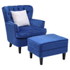 Queen Anne Armchair Deep Button Linen/Velvet Single Sofa Reception Padded Chairs