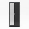 Wardrobe With Mirror 2 High Gloss Write Storage Drawers Door Shelf Bedroom