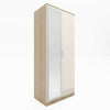 Wardrobe With Mirror 2 High Gloss Write Storage Drawers Door Shelf Bedroom