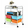 Drawers Storage Trolley 3 Tier Rolling Stationary Utility Cart W/Lockable Wheels