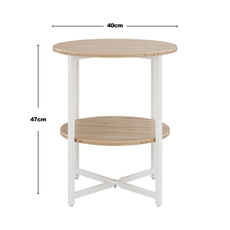 Round Bedside Table Cabinet Side End Coffee Tea Table Nightstand Storage Shelf