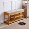 Wooden Shoe Bench with Cushion Shoes Storage Bench Padded Seat Shelves Drawers