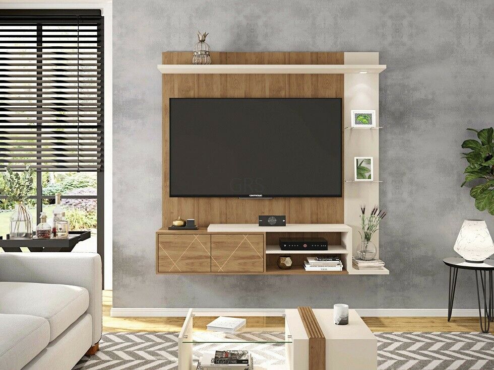 Wall Mounted TV Media Unit Entertainment Centre Floating Panel LED Light