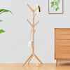 Hooks Wooden Coat Hat Clothes Umbrella Floor Standing Stand Tree Furniture Rack