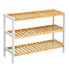 3 TIER NATURAL WOODEN BAMBOO SHOE RACKS STORAGE ORGANISER STAND SHELF UNIT