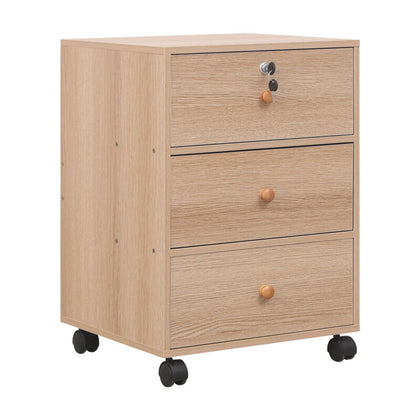 Bedside Cabinet on Casters 40 cm File Storage Cabinet with 3 Drawers under Desk