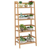 Ladder Bookcase Bamboo Storage Shelving Unit 4Tier Plant Rack Freestanding Shelf