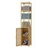 Bathroom Tall Storage Cabinet with 3 Tiers Bamboo Shelving Uint Free Standing