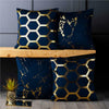4 Pack Gold Metallic Velvet Cushion Covers Marble Hexagon 18 inch 45 cm Square