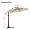 2/2.5/2.7/3M Patio Parasol Sunshade Garden Umbrella Outdoor Canopy Tilt Crank