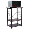3 Tier Kitchen Trolley Microwave Cart Stand Shelves Storage Hooks Wooden Rack