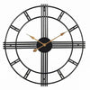 Garden Wall Clock Metal Large Skeleton Roman Numeral Home Open Face Round Clocks