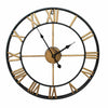 Garden Wall Clock Metal Large Skeleton Roman Numeral Home Open Face Round Clocks