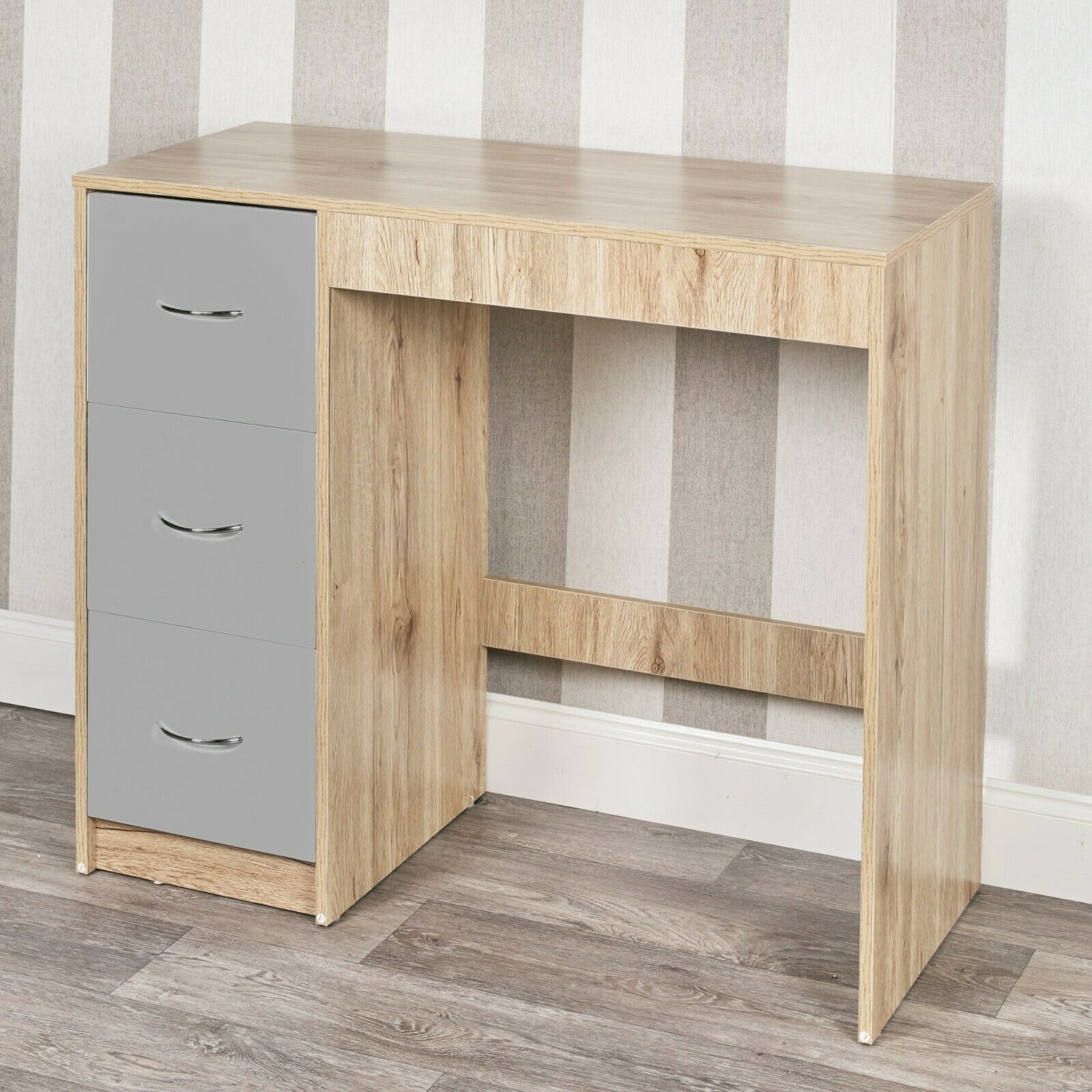 3 Drawer Wooden Bedroom Dressing Computer Work Table Desk Jewellery Office Unit