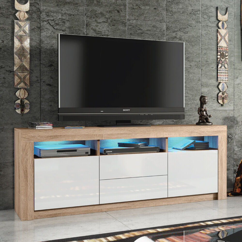 TV Unit 160cm Modern Cabinet Stand Sideboard High Gloss/Matt Doors With Free LED
