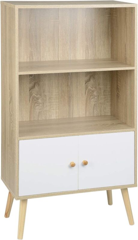 WOLTU DVD Rack Corner Bookcase with 2 Doors and 3 Shelf Display Storage Cubes