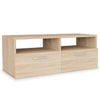Modern Small TV Unit Cabinet Stand Coffee Table 2 shelves 2 doors White Oak