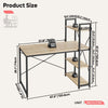 120cm Computer Desk w/ Adjustable Shelves Storage, Rotated Writing Table