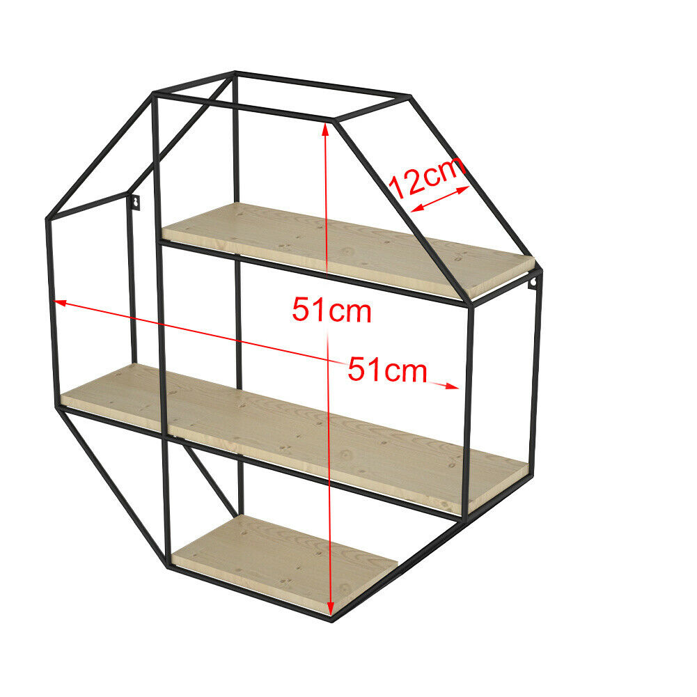 Wall Mounted Storage Shelf Geometric Floating Display Rack Round/Square/Diamond
