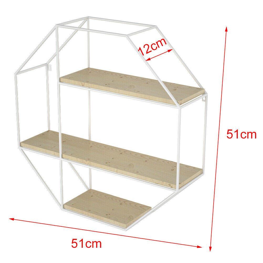 Wall Mounted Storage Shelf Geometric Floating Display Rack Round/Square/Diamond