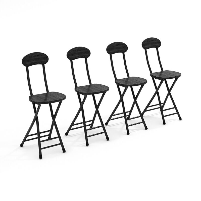 Folding Side Dining Table 2/4/6 Chairs Foldable Design Wood Grain Dinette Stools