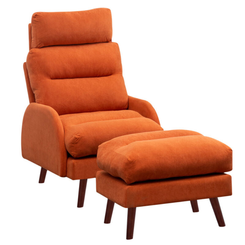 Frosted Velvet Upholstered Recliner Chair Armchair Sleeper Chair Single Sofa Bed