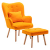 Vintage Fabric Wingback Chair Accent Tub Armchair with Oak Legs Footstool Lounge