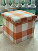 Folding Storage Ottoman Linen Look Plaid Check Fabric Stool Footstool Toy Box UK