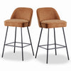 2x Bar Stools Velvet Breakfast Chairs Footrest Barstool with Spring Cushion