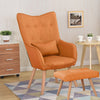 Vintage Fabric Wingback Chair Accent Tub Armchair with Oak Legs Footstool Lounge