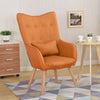Vintage Fabric Wingback Chair Accent Tub Armchair with Oak Legs Footstool Lounge