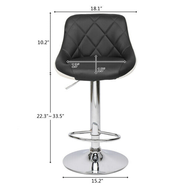 2x Bar Stools Set Leather Swivel Gas Lift Rest Chairs Kitchen Breakfast Cafe Pub