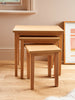 Nest of 3 Tables Nesting Coffee Side Table Wooden White Pine Space Saving Table