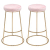 2X Bar Stools Velvet Round Seat Kitchen Bar Pub Breakfast High Chair w/ Footrest