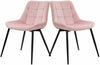 Sigtua 2pc Vintage Velvet Dining Chairs Solid Metal Leg Kitchen Soft Padded Seat
