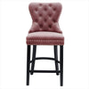 Velvet Breakfast Bar Stools Button Back High Counter Chairs Kitchen Padded Seat