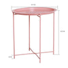 Portable Folding Coffee Side Console Table Round Metal Tray Top Night Stand UK