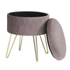 Velvet Round Ottoman Footstool with Storage Sofa Foot Stool Living Room Footrest