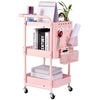 3 Tier Slim Kitchen Storage Trolley Cart Rack Tray Shelf Rolling Wheel W/ Handle