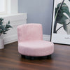 Modern Small Sofa Chair Linen Fabric Padded Footstool With Black Wood Leg