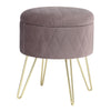 Storage Footstool Ottoman Footrest Makeup Dressing Table Stool with Gold Metal