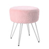 White Pink Shaggy Vanity Stool Dressing Table Chair Plush Makeup Ottoman Pouffe