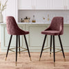 2pcs Upholstered Bar Stools High Seat Kitchen Breakfast Dining Counter Chairs
